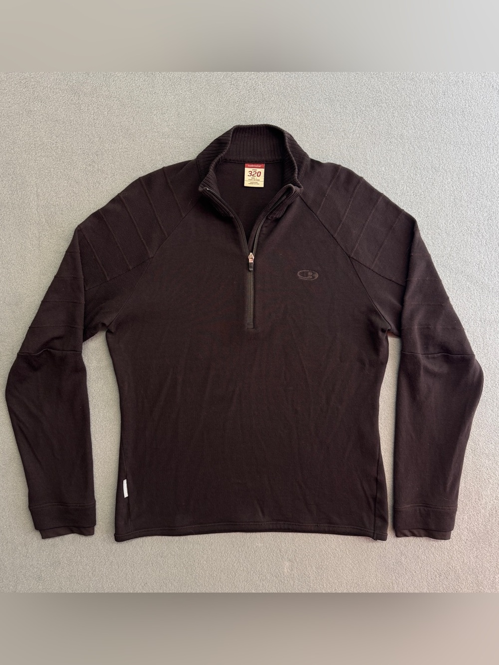 Icebreaker Shirt Large Men's Merino Wool 320 Zip Long Sleeve Base Layer Burgundy